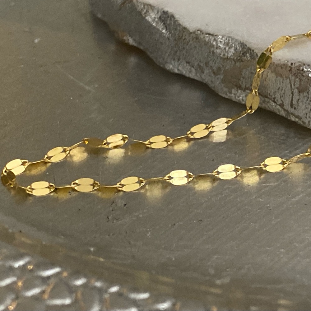 NEW 14KT YELLOW GOLD FLAT-LINK NECKLACE, 18 INCHES